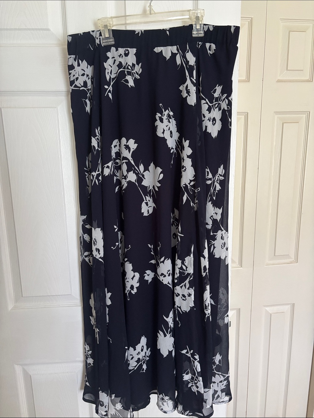 Lane Bryant Navy and White Floral Maxi Skirt